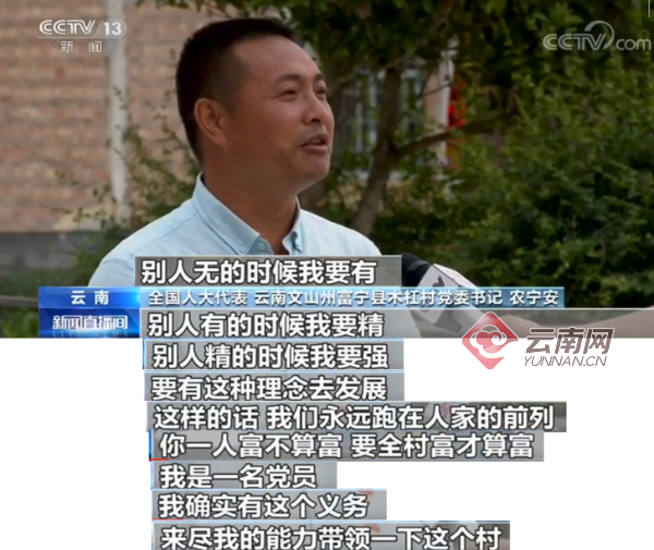 云南代表农宁安:因地制宜兴产业 脱贫攻坚奔小康