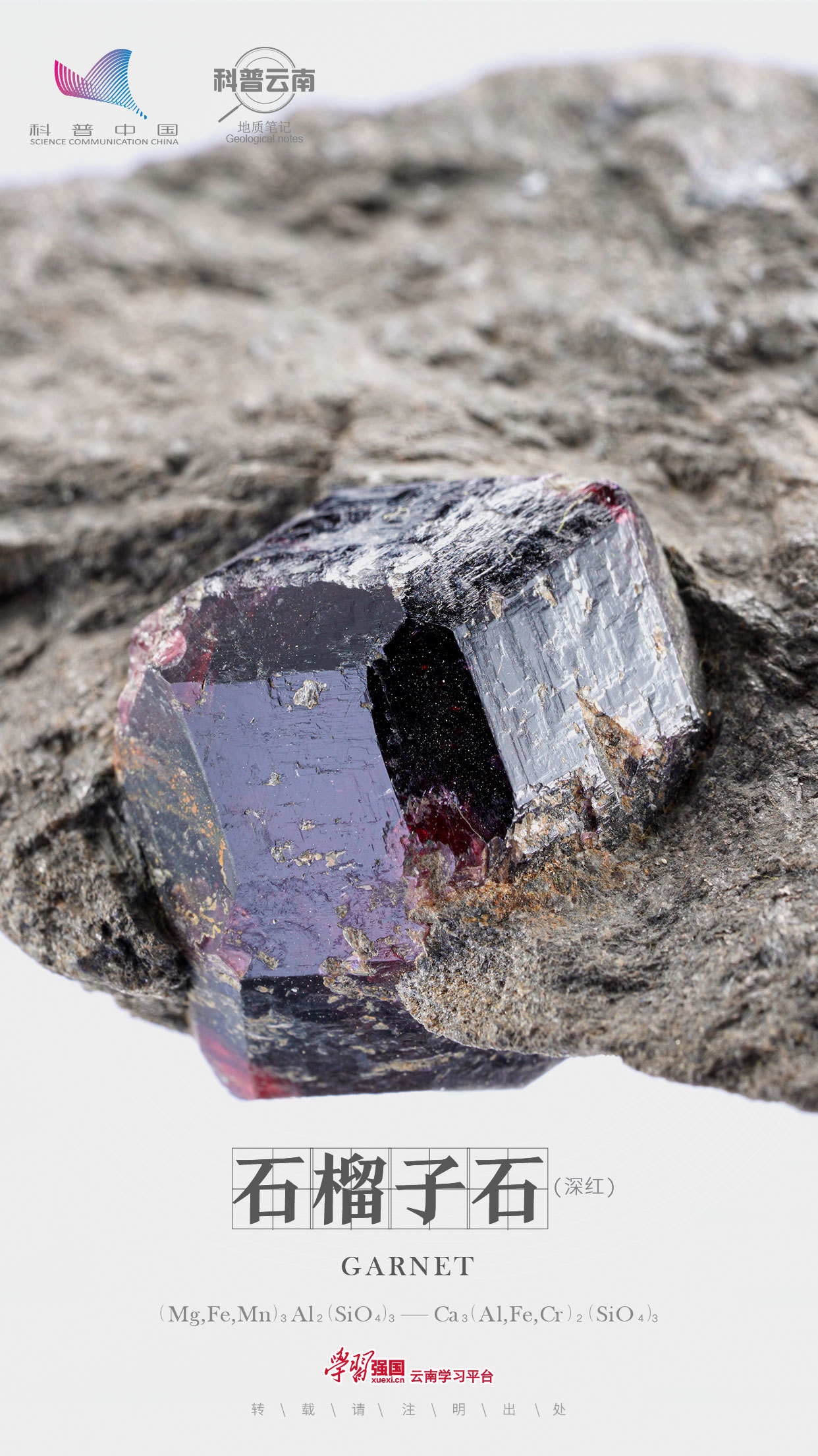 科普云南地质笔记石榴子石镶嵌在岩石中的彩色种子佩戴在身上的美丽