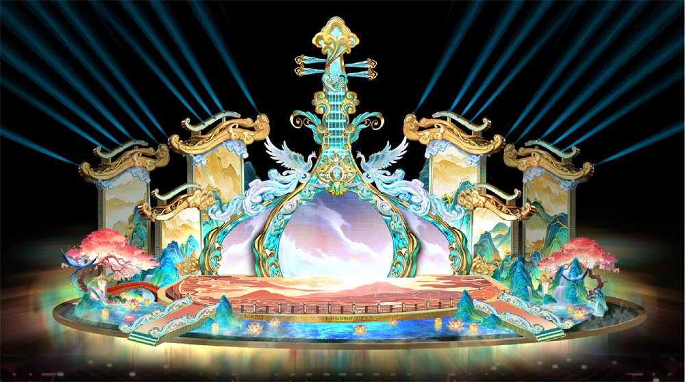 灯组“乐创国潮”设计图。  灯组“木兰传奇”局部示意图。