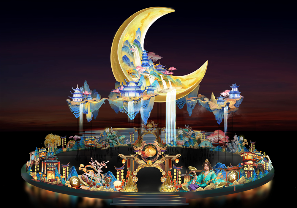 灯组“乐创国潮”设计图。  自贡灯会组委会供图